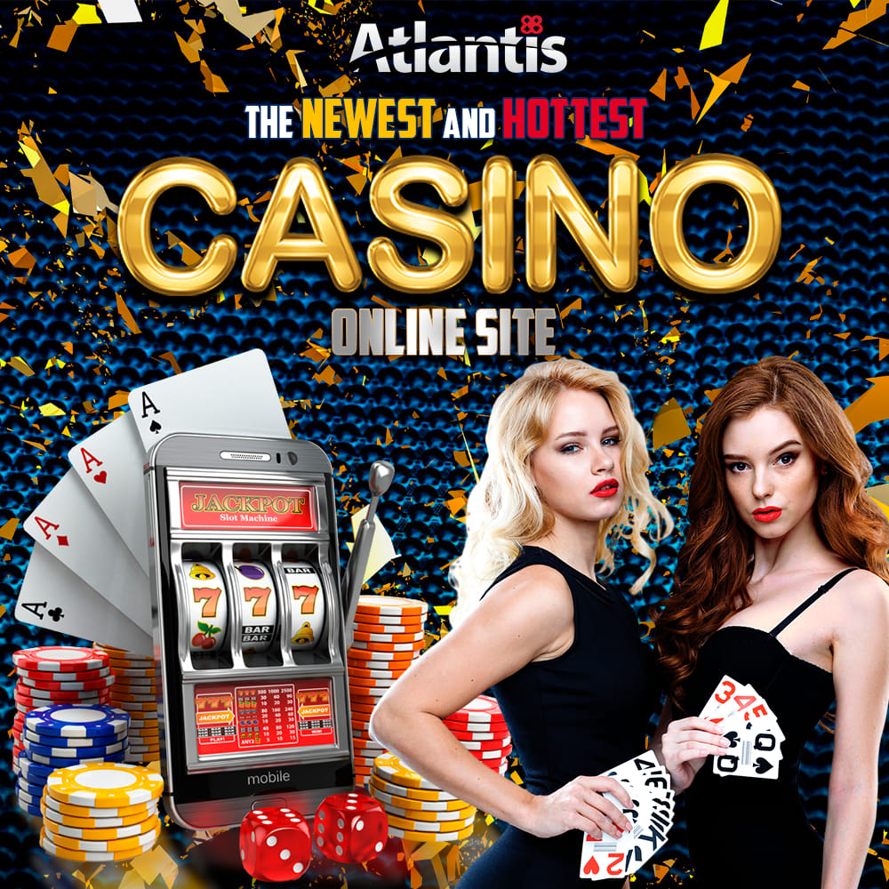 2 girl live dealers and slot machine and casino chips in the background